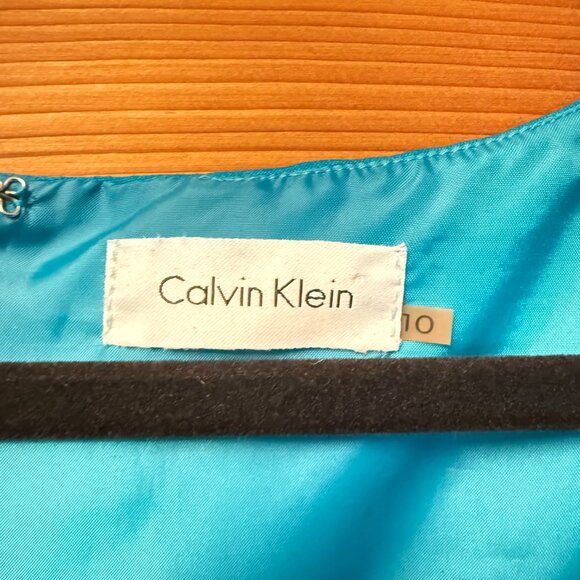 Calvin Klein Teal Cap Sleeve Sheath Dress Size 10 - Picture 7 of 8